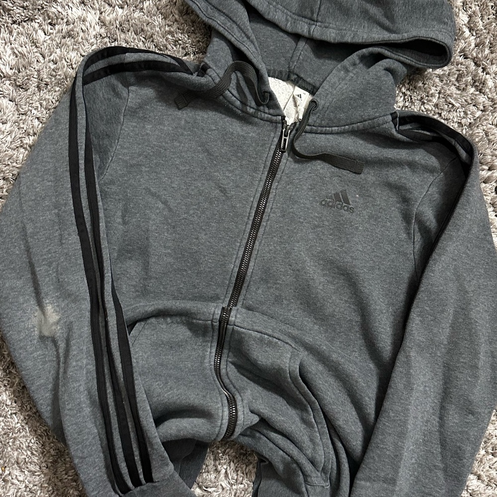 Adidas Gray Full Zip Hoodie